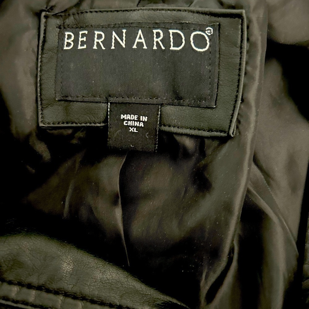 Vintage Vegan Leather Black Moto‎ Jacket Full Zip Size XL - Picture 4 of 6